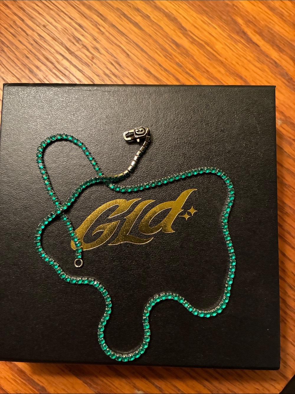 Men’s Emerald Green Tennis Chain Necklace with Silver Clasp